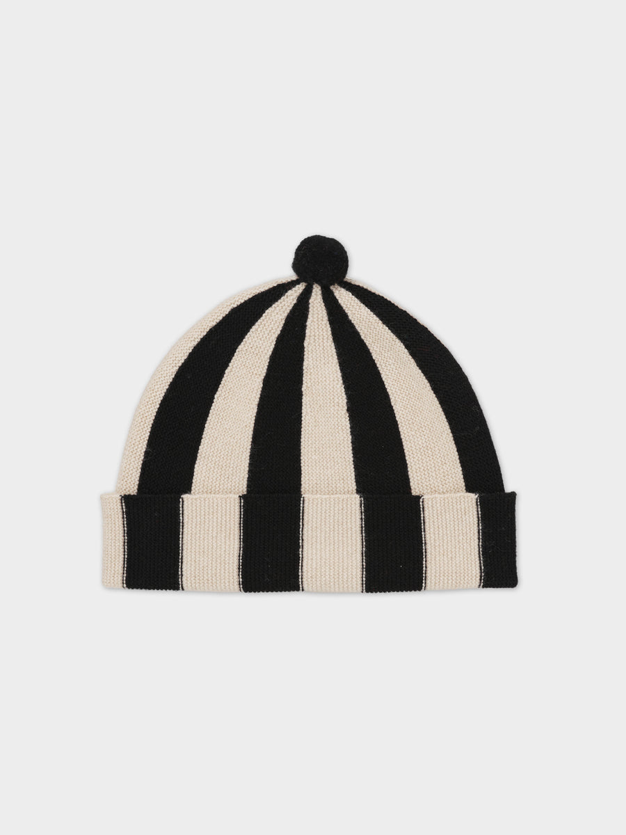 VERTICAL STRIPE HAT BLACK & OATMEAL – Jo Gordon