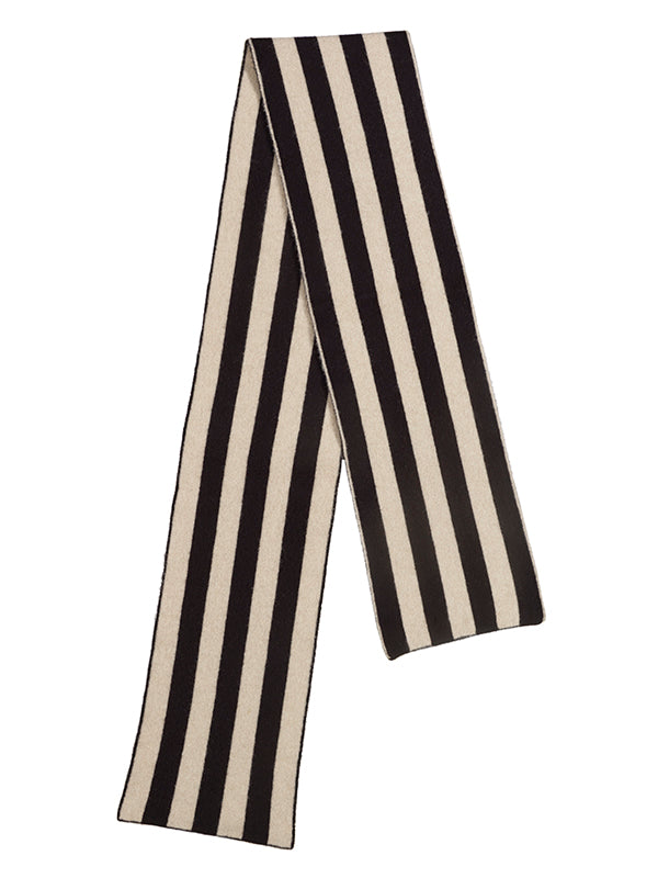 Brushed Vertical Stripe Scarf Black & Oatmeal – Jo Gordon