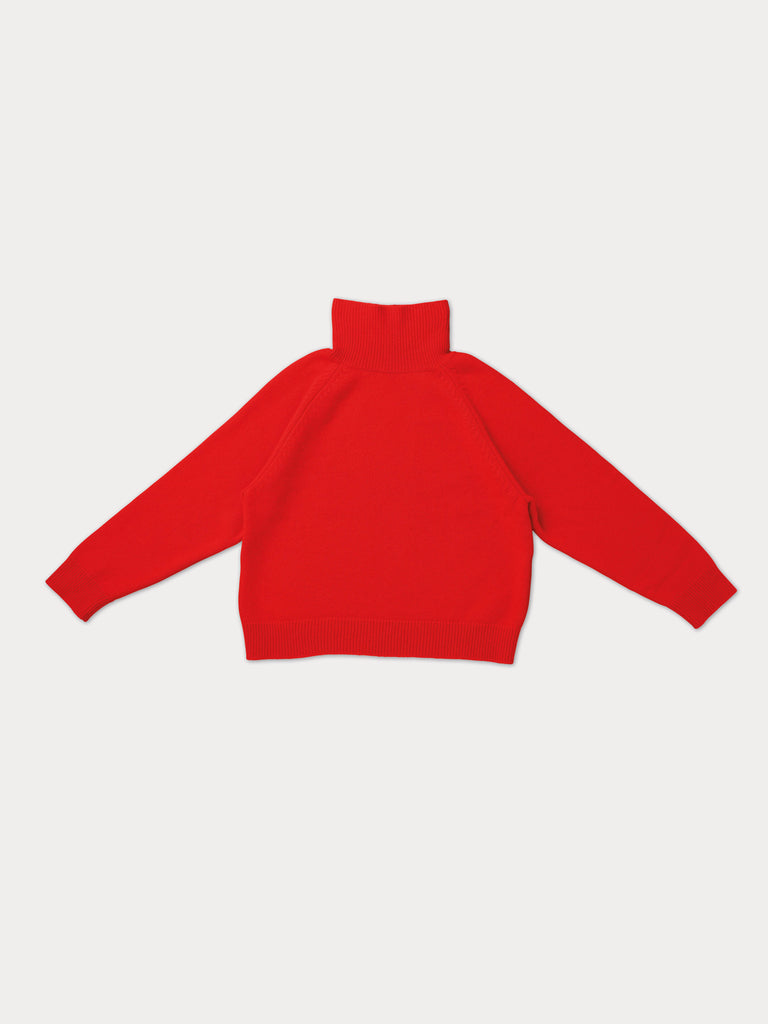 Red felted high neck jumper