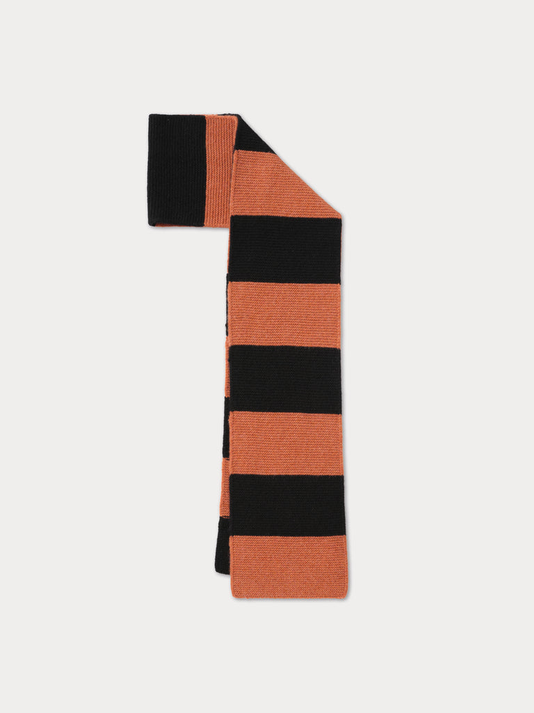 striped black and rusty pink scarf