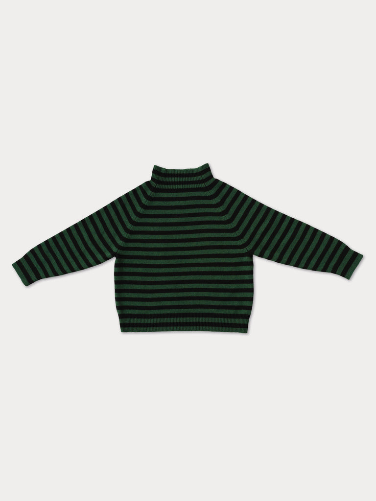 Green and black striped felted jumper
