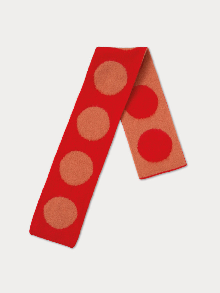 red and pink spotty scarf