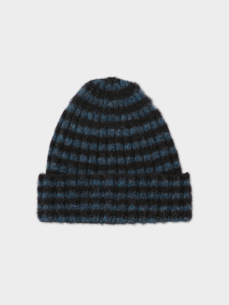 BRUSHED NARROW STRIPE HAT BLACK & LUGANO