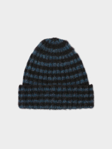 BRUSHED NARROW STRIPE HAT BLACK & LUGANO