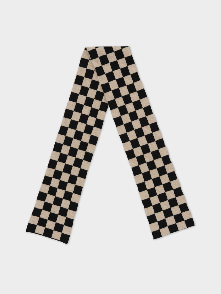 SMALL CHECK SCARF BLACK & OATMEAL