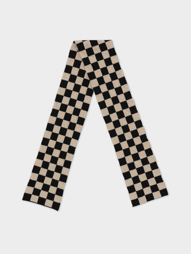 SMALL CHECK SCARF BLACK & OATMEAL