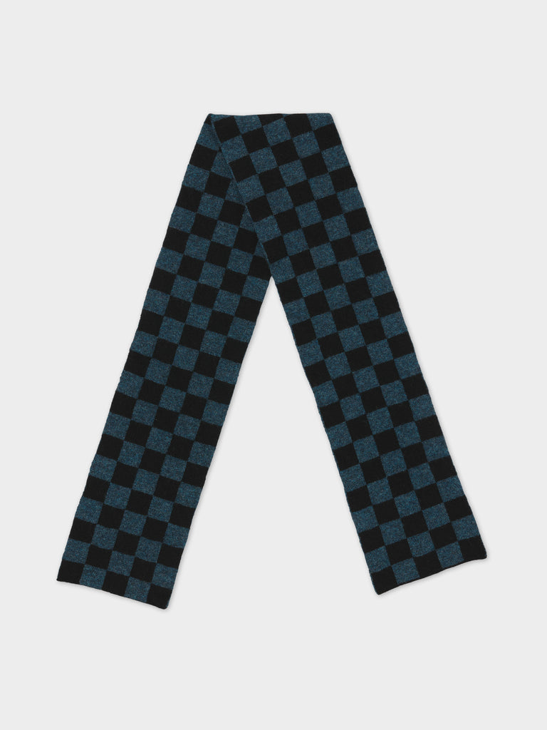 SMALL CHECK SCARF BLACK & LUGANO
