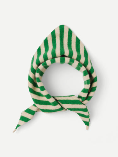 Green & white striped knit bandana