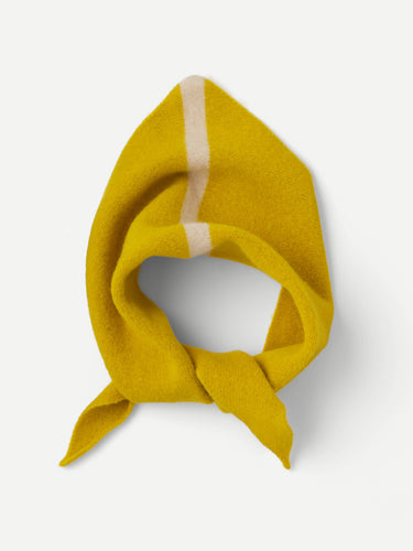 Yellow knitted Babushka scarf