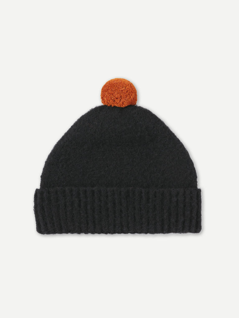 Plain black bobble hat on sale