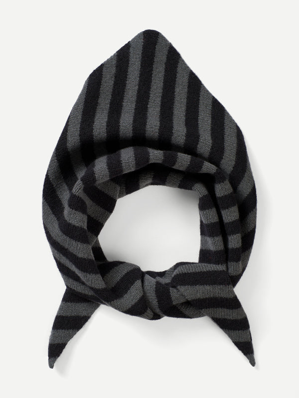 STRIPE TRIANGLE NECKERCHIEF BLACK & DRILL GREY