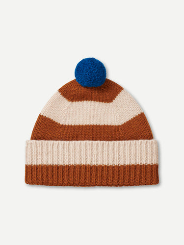 STRIPE POMPOM HAT CUMIN & OATMEAL