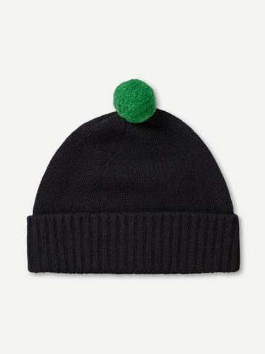 PLAIN HAT CONTRAST POMPOM PAGODA & BLACK