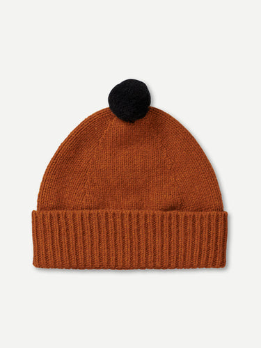 PLAIN HAT CONTRAST POMPOM CUMIN & BLACK