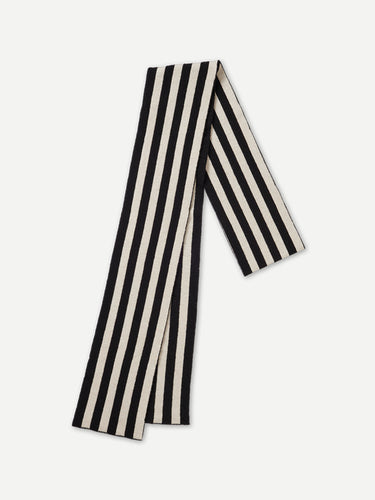 EXTRA LONG VERTICAL STRIPE SCARF BLACK & OATMEAL