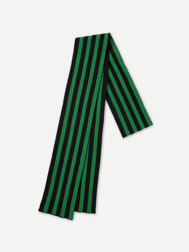 EXTRA LONG VERTICAL STRIPE SCARF BLACK & PAGODA