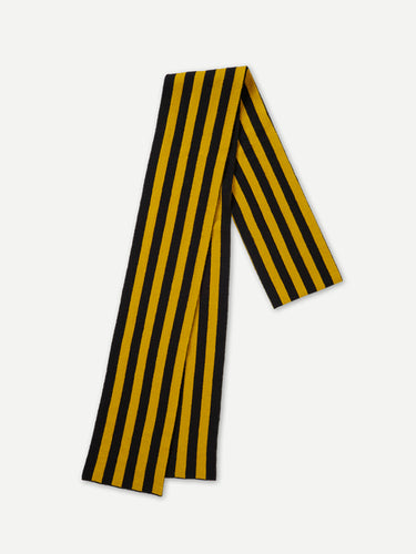 EXTRA LONG VERTICAL STRIPE SCARF BLACK & TURMERIC