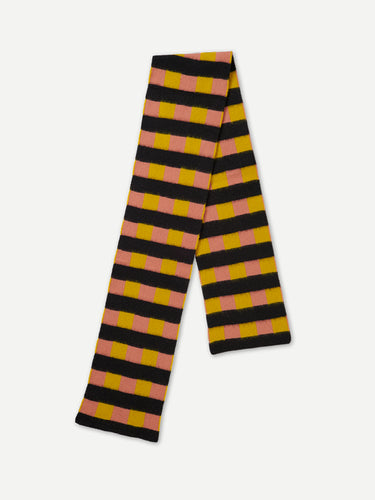 BRUSHED CHECK AND STRIPE SCARF TURMERIC & PLASTER