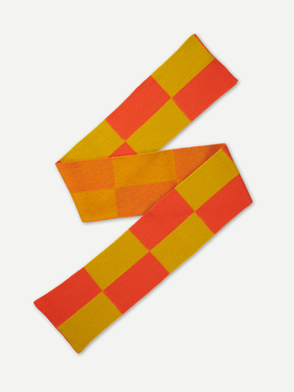 BRUSHED TWO COLOUR RECTANGLES SCARF ORANGE GLOSS & TURMERIC