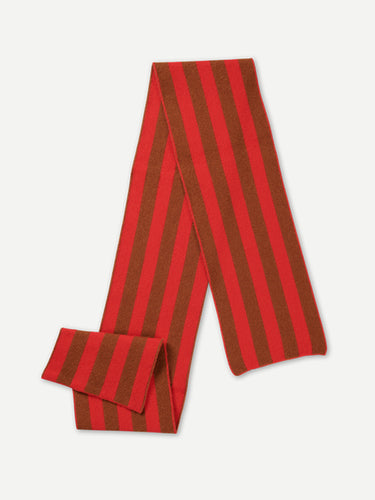 BRUSHED VERTICAL STRIPE SCARF POPPY & CUMIN