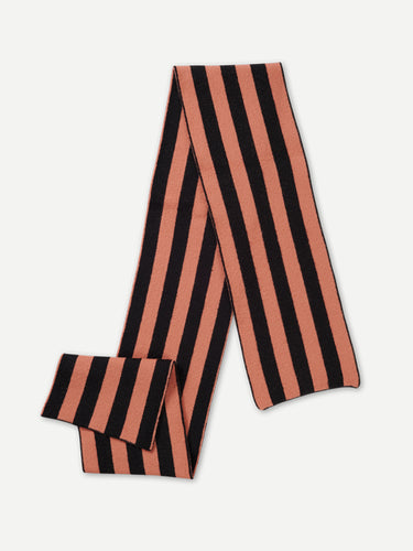 BRUSHED VERTICAL STRIPE SCARF BLACK & PLASTER