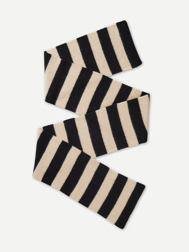 BRUSHED STRIPE SCARF BLACK & OATMEAL