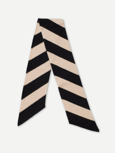 SMALL DIAGONAL STRIPE SCARF BLACK & OATMEAL