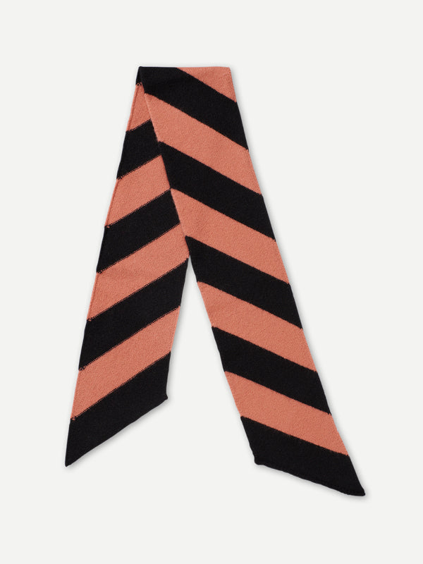 SMALL DIAGONAL STRIPE SCARF BLACK & PLASTER