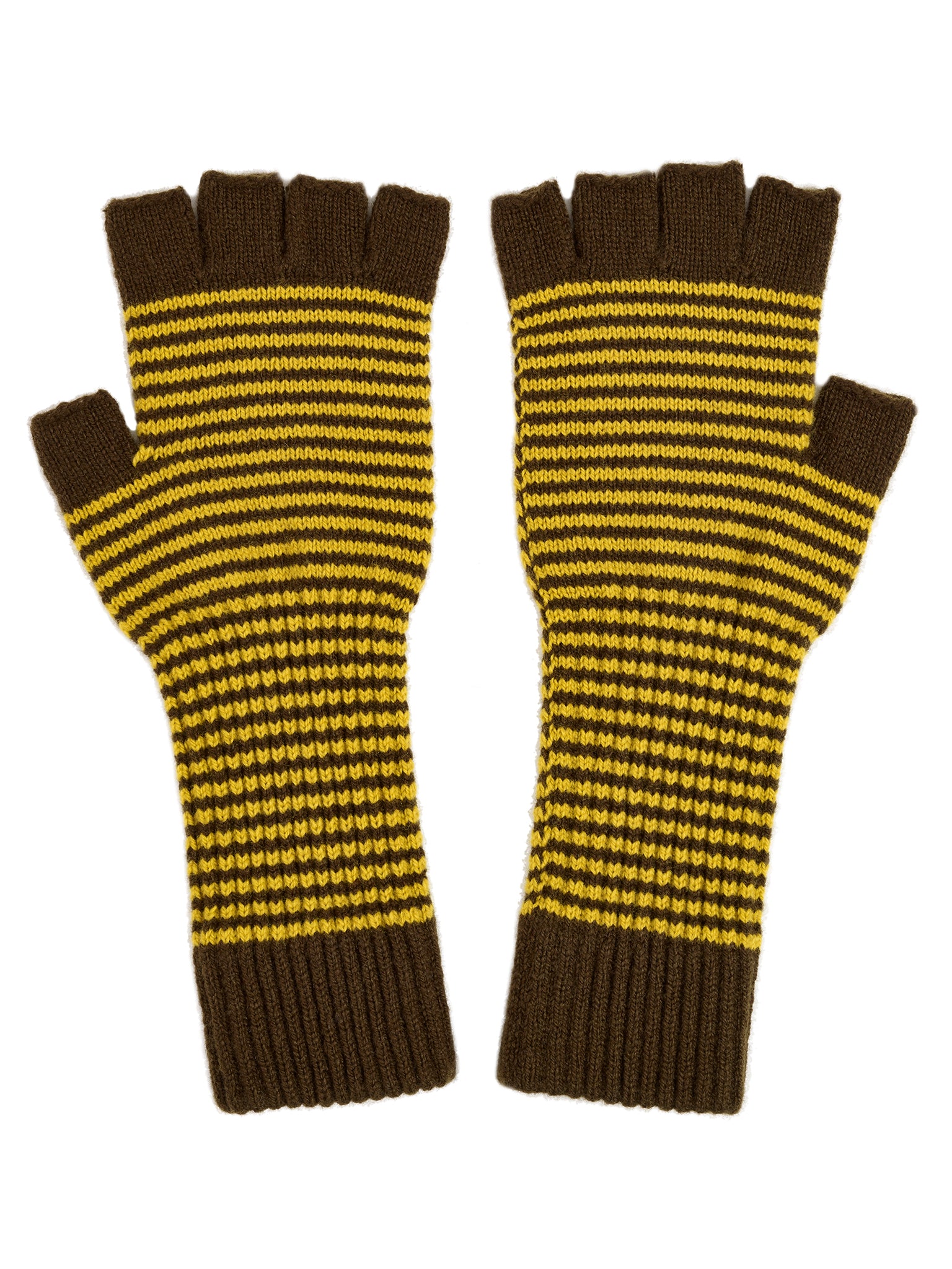 Fine Stripe Fingerless Gloves Military & Turmeric Sample Sale