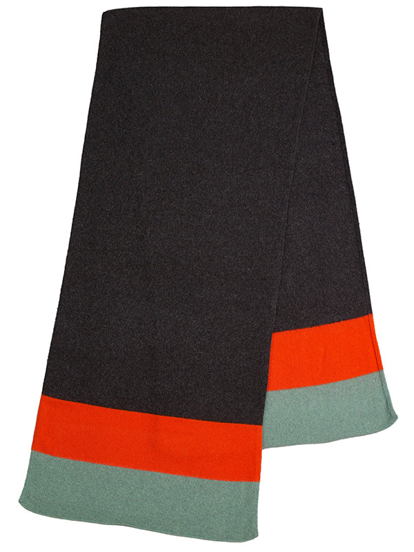 Brushed Striped End Blanket Scarf Charcoal Sample Sale