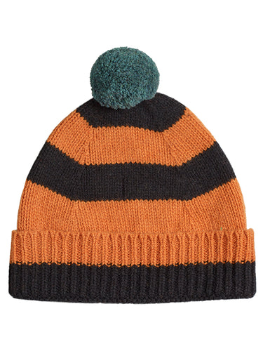 Stripe Pompom Hat Sienna & Black Sample Sale