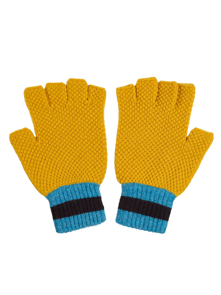 Stripe Moss Stitch Fingerless Gloves Turmeric Sample Sale