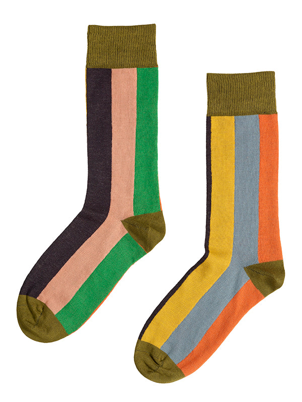 Six Colour Vertical Stripe Socks Multicolour