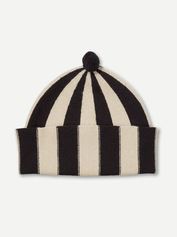 VERTICAL STRIPE HAT BLACK & OATMEAL