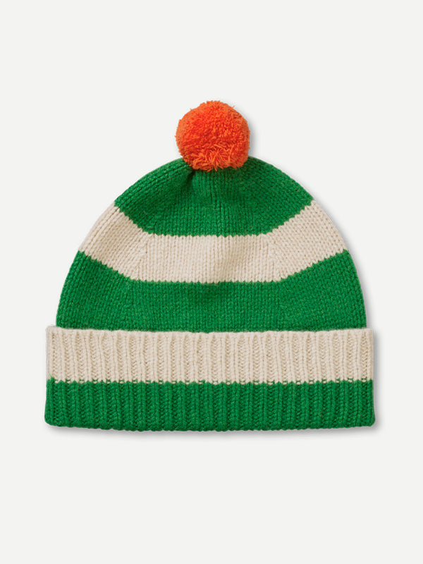 STRIPE POMPOM HAT PAGODA & OATMEAL