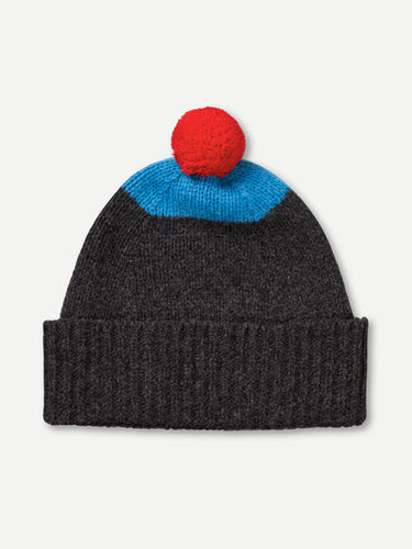 TOP SPOT HAT WITH POMPOM CHARCOAL & FIJI