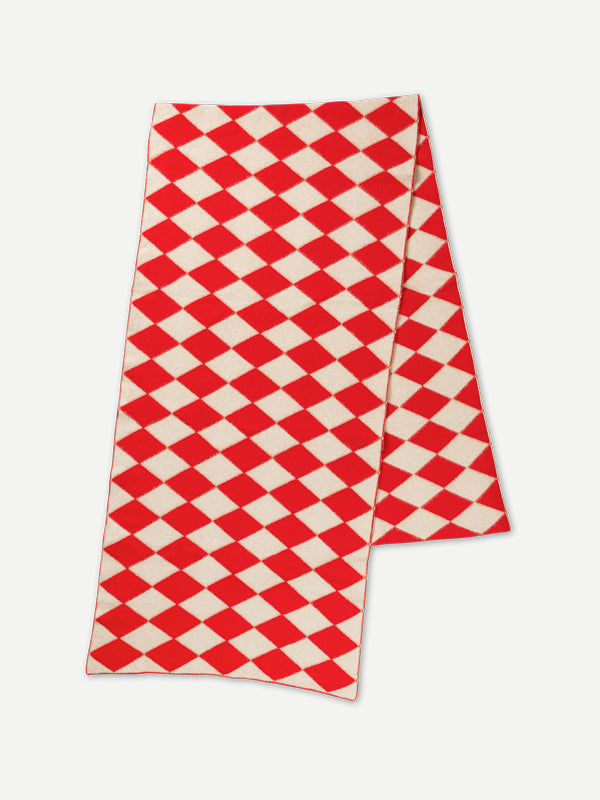 DIAMOND BRUSHED BLANKET SCARF POPPY & OATMEAL