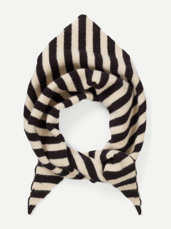 STRIPED TRIANGLE NECKERCHIEF BLACK & OATMEAL
