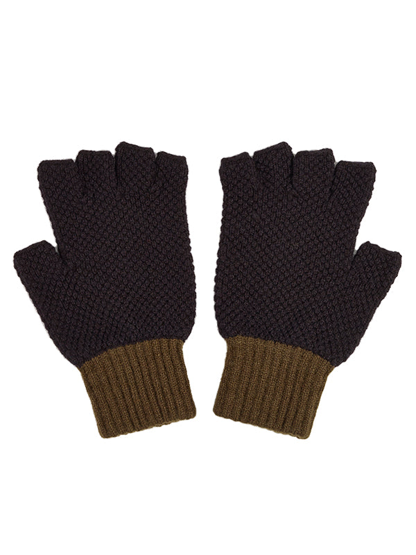 Fingerless Gloves Black & Military-Gloves-Jo Gordon-Fingerless Gloves Black & Military-100% Lambswool-Fingerless Gloves