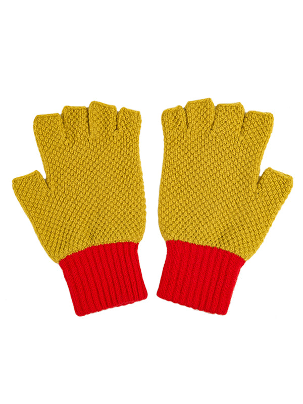 Fingerless Gloves Turmeric & Scarlet-Gloves-Jo Gordon-Fingerless Gloves Turmeric & Scarlet-100% Lambswool-Fingerless Gloves