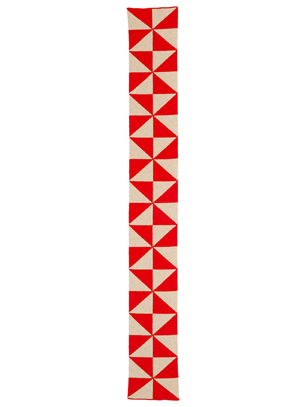 Small Windmill Scarf Scarlet & Oatmeal-Small Scarves & Neckerchiefs-Jo Gordon-Small Windmill Scarf Scarlet & Oatmeal-100% Lambswool-Small Scarf