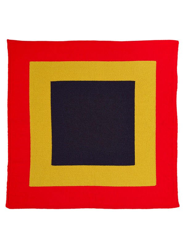 Concentric Squares Neckerchief Scarlet-Small Scarves & Neckerchiefs-Jo Gordon-Concentric Squares Neckerchief Scarlet-100% Lambswool-Neckerchief