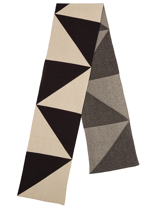 Triangle Scarf Black & Oatmeal-Blanket Scarves-Jo Gordon-Triangle Scarf Black & Oatmeal-scarf-100% Lambswool