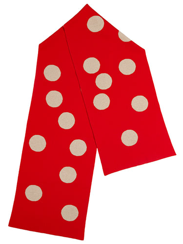 Spot Scarf Scarlet & Oatmeal-Blanket Scarves-Jo Gordon-Spot Scarf Scarlet & Oatmeal-scarf-100% Lambswool