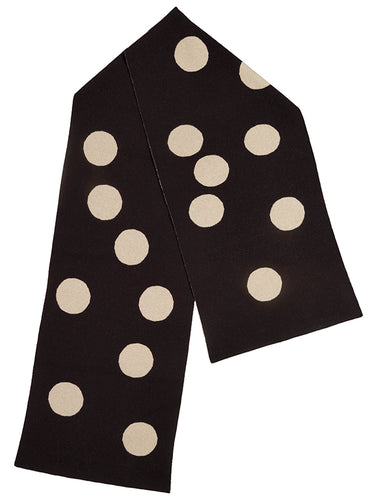 Spot Scarf-Blanket Scarves-Jo Gordon-Spot Scarf Black & Oatmeal-scarf-100% Lambswool