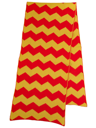 Zigzag Brushed Blanket Scarf Scarlet & Turmeric-Blanket Scarves-Jo Gordon-Zigzag Brushed Blanket Scarf Scarlet & Turmeric-100% Lambswool-Blanket Scarves