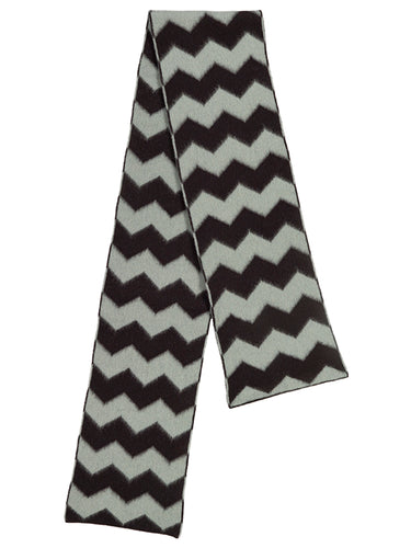 Brushed Zigzag Scarf Black & Kintyre-Scarves-Jo Gordon-Brushed Zigzag Scarf Black & Kintyre-scarf-100% Lambswool