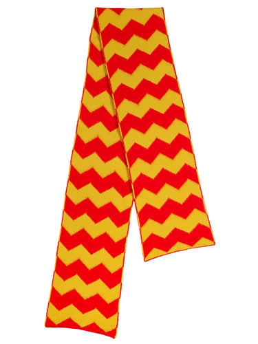 Brushed Zigzag Scarf Scarlet & turmeric-Scarves-Jo Gordon-Brushed Zigzag Scarf Scarlet & turmeric-scarf-100% Lambswool