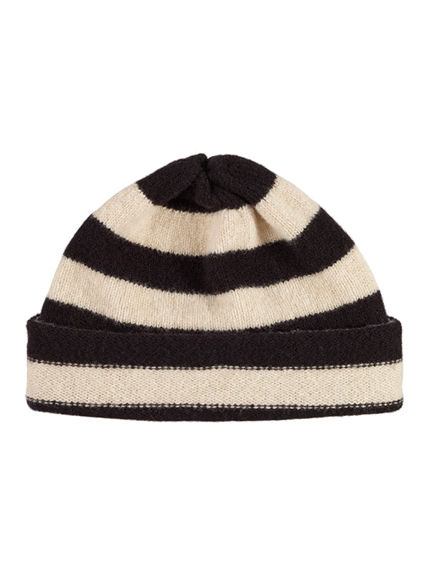 Stripe Hat Black & Oatmeal-Plain Hats-Jo Gordon-Stripe Hat Black & Oatmeal-Hat-Plain Hat-100% Lambswool