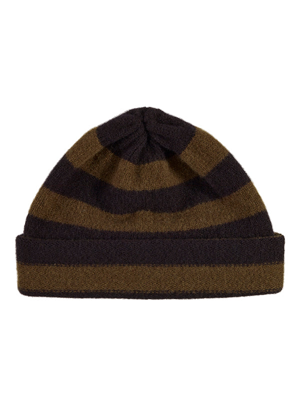 Stripe Hat-Plain Hats-Jo Gordon-Stripe Hat Black & Military-Hat-Plain Hat-100% Lambswool